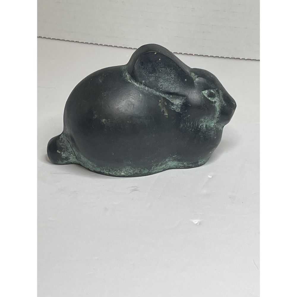 Japanese Bronze Hare Rabbit Bunny Bunnies Statue Paperweight Vintage
